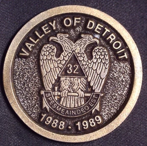 Valley of Detroit Masonic Penny Token Michigan - Picture 1 of 2