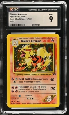 BLAINE'S ARCANINE Gym Challenge Holo Rare #1 CGC 9 Vintage Pokemon [Nostalgium] - Image 1 of 2