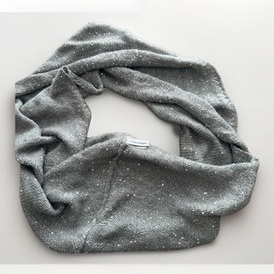 Calvin Klein Light Grey Knit Sequins Infinity Loop Winter Scarf - Image 1 of 4