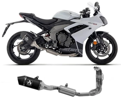 Sistema Completo Escape Flecha E5 Veloce Aluminio Oscuro para TRIUMPH DAYTONA 660 2024. Foto 1 de 4