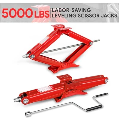 2x 2.5 Ton 24" RV Camper Stabilizer Leveling Scissor Jacks w/ Crank Handle Red - Image 1 of 4