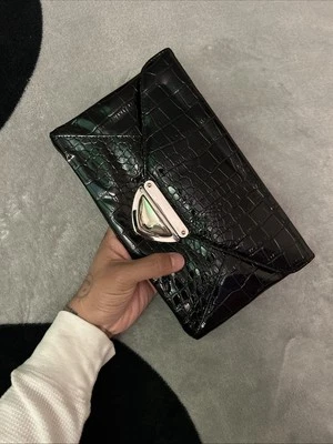 Nuevo bolso de mano negro de cuero de cocodrilo sintético para mujer Foto 1 de 4