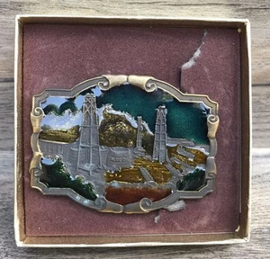 Koleaco Original Vintage Brass Belt Buckle Crude Oil Field Enameled Western USA - Picture 1 of 4