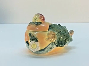 Otagiri Up Design Lemon Strawberry Ceramic Sugar Bowl Japanese majolica style - Picture 1 of 8