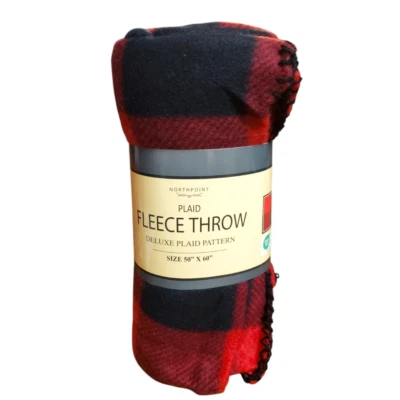 NEW Northpoint Red & Black Plaid Fleece Throw Blanket 50” x 60” Soft Cozy - Image 1 of 3