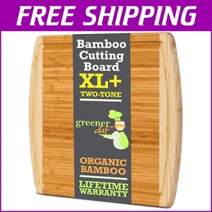 Two-Tone Bamboo Butcher Block - 20" Cutting Board for Meal Prep & Charcuterie - Picture 1 of 8