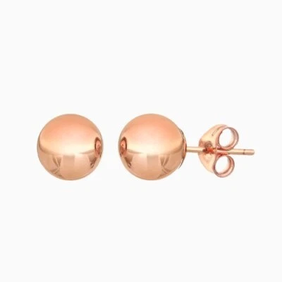 14K Rose Gold Ball Stud Earrings - Sizes 3,4,5,6,7,8mm - Image 1 of 4