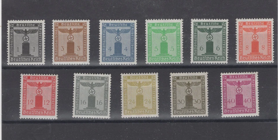 1938 3er Reich cpl NS Eagle Juego de sellos de franquicia oficial Michel'# D 144-154 MNH Foto 1 de 1