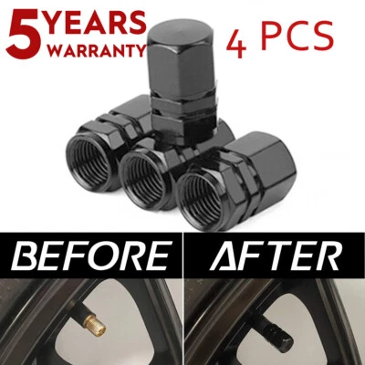 4x Tapas de vástago de válvula de neumático NEGRO Chevy Chevrolet para montaje universal de auto camión Foto 1 de 4