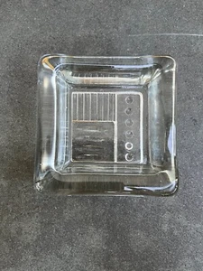 Kosta Boda Erik Hoglund ?Glass Block Square Ashtray Bowl With Geometric Design - Picture 1 of 5