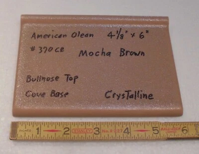 1 pc. Mocha Brown; base/cove Ceramic Tile; 4-1/8" X 6" by American Olean, New - Image 1 of 4