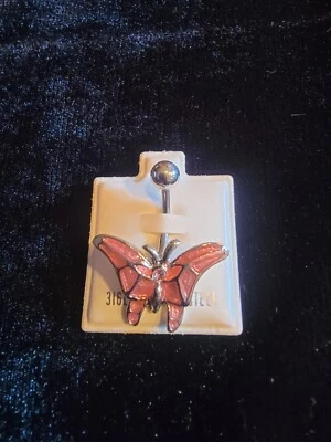 Dije rosa mariposa esmalte ombligo ombligo anillo cuerpo joyería piercing  Foto 1 de 3