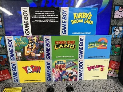 Lote de 8 manuales Game Boy: Kirby's Dream Land, Yoshi, Super Mario, Taz Mania, Kong Foto 1 de 4