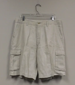 Pantalones Cortos Tommy Bahama Relax Mezcla de Lino Talla 38 Frente Plano Carga Off White - Imagen 1 de 6