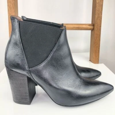 HUDSON Inglaterra Mujer Cuero Negro Tobillo Estilo Vaquero Botas Talla 9 Foto 1 de 4