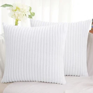 2 Pack Decorative Fluffy Throw Pillow Covers for Sofa Couch Living Room Bedroom - Picture 1 of 8