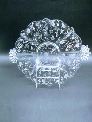 Fostoria Baroque Chintz Pattern Etched Serving Platter Scalloped Edge - Image 1 of 4
