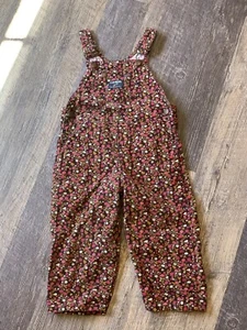 Vintage Oshkosh B'gosh Corduroy Floral Overalls 24 Month Jumpsuit Vestbak - Picture 1 of 5