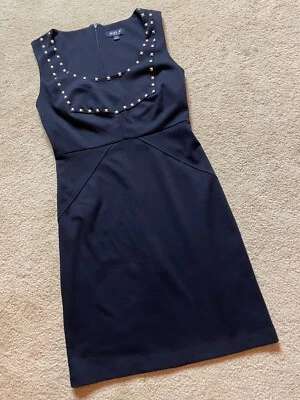 Allen B by Allen Schwartz Sleeveless Black Studded Sheath Dress Knee Length XS - Image 1 of 4