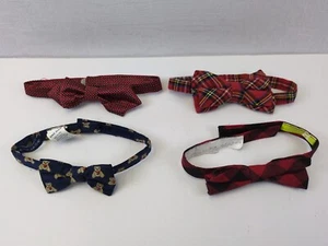 Lot of 4 Toddler Boys Bow Ties Adjustable Red Blue Bears Plaid Dots Dressy - Picture 1 of 5