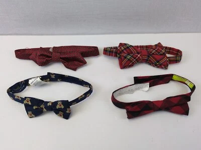 Lote de 4 pajaritas ajustables rojas azules osos a cuadros elegantes para niños pequeños Foto 1 de 4