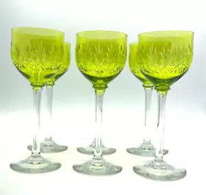 Set 6 x farbige Kristallglas Kristall Glas Weingläser leuchtend Grün H 18,5 cm - Bild 1 von 7