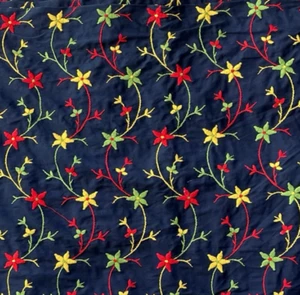 Somerset Way Embroidered Floral Print 44/45" Wide 100% Cotton Fabric By The Yard - Picture 1 of 4