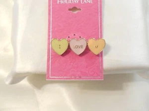 Holiday Lane Gold-Tone Enamel heart "I Love You" Pin M710 $24 - Picture 1 of 7