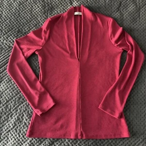 MNG Mango hot pink Long Sleeves Top US Small/ EU/ M v-neck - Picture 1 of 3