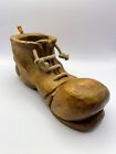 Carved Wood Detailed Boot Shoe With Laces Candle Holder Planter