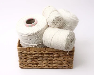 Corda macramè 4mm 3 strati ritorta 100% cotone naturale cordoncino per artigianato fai da te - Immagine 1 di 4