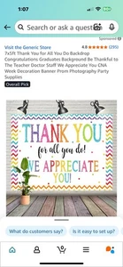Wall Backdrop Sign.  Thank You For All You Do Backdrop Brand New. ￼4326 - Picture 1 of 2