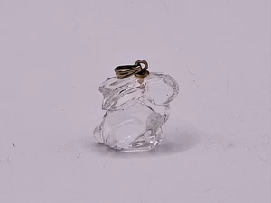 Vintage Klar Kristallglas Hase Kaninchen Anhänger Charm  - Bild 1 von 4