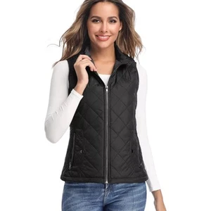Women’s Black Quilted Puffer Vest Lightweight Zip Up Sleeveless Jacket XL New - Picture 1 of 13