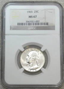 1965 Washington Quarter Business Strike NGC MS67 Super Luster #E199E - Picture 1 of 4