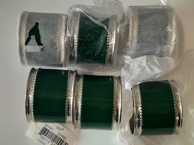 DII зеленый эмали салфетки кольца набор из 6 дизайн импорт (5 новый с Ярлыками) - Изображение 1 из 4