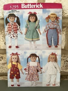 Butterick Muster #5295 18" Puppenschrank ungeschnitten Cowgirl Kleid PJ’s ungeschnitten - Bild 1 von 2
