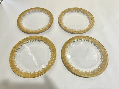 Arte Itálica 24K Vetro Oro Barroco Juego de 4 Platos de Ensalada/Postre Nuevo Foto 1 de 4