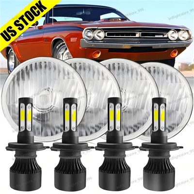 4 круглые светодиодные фары 5,75 дюйма 5-3/4 дюйма для Dodge Charger Coronet Dart Chrysler - Изображение 1 из 4