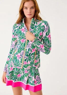 NUEVO CON ETIQUETAS Lilly Pulitzer UPF 50+ Luxletic Mysa Chaqueta Activa Concha Shell Rosa Foto 1 de 4