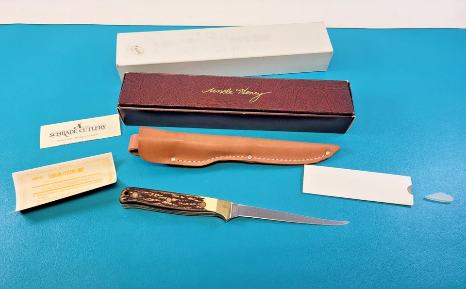 Uncle Henry Schrade+ 美国 168 片刀 + 刀鞘带盒 NOS TR637 — 第 1/4 张图片