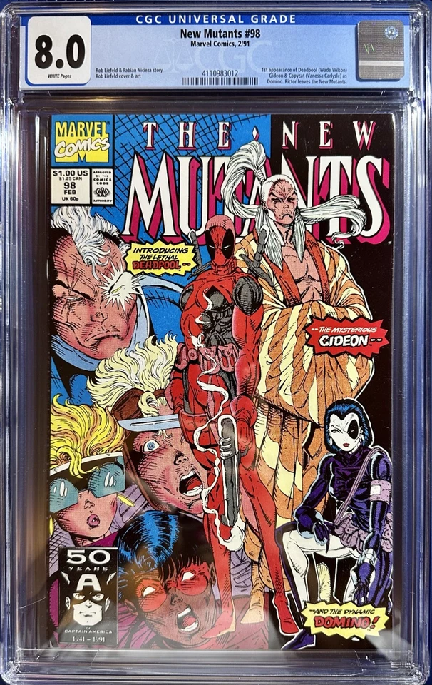 CGC 8.0 New Mutants #98 - 1991 Marvel 1st Appearance Deadpool Gideon Domino - Image 1 of 2
