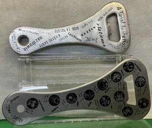 2 Vintage Large Metal Bottle Opener (Italy),Cheers Salute,Toast The Host, Zodiac - Picture 1 of 7