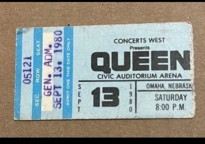 Queen 1980 Concert Ticket Stub FREDDIE MERCURY - Image 1 of 4