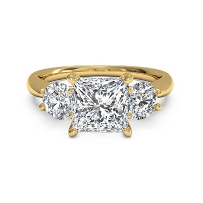 1.50 CT Princess Cut Lab Created Diamond Wedding Ring 14K Solid Yellow Gold Sz 6 - Image 1 of 4