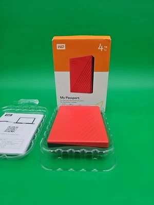 WD 4TB My Passport USB 3.0 Portable External Hard Drive WDBPKJ0040BRD-WESN Red - Image 1 of 4