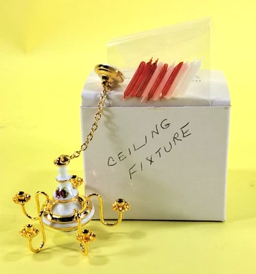 Lámpara de techo de porcelana para casa de muñecas Reutter velas de imitación nuevo en caja Foto 1 de 4