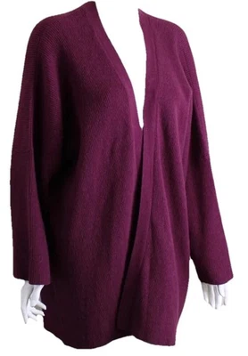 Eskandar O/S 32 «L фиолетовый 100% кашемир открытый ребристый кардиган свитер куртка - Изображение 1 из 4