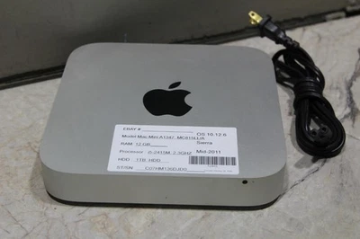 Apple Mac Mini A1347 MC815LL/a i5-2415M 2.3GHZ 12GB RAM 1TB HD OS X 10.12 Sierra - Image 1 of 4