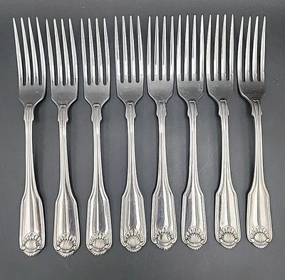 8'Oneida Heirloom Classic Shell Stainless Dinner Forks Cube Mark - Image 1 of 4
